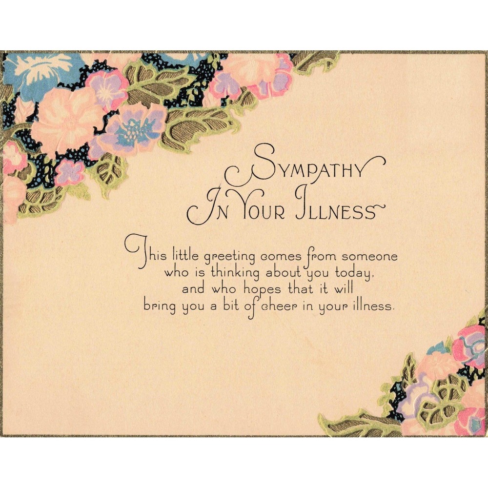 Vintage Sympathy Illness Card Floral Embossed Handwritten VG - Picture 1 of 2